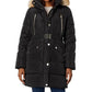 Michael Kors - Belted Faux Fur 3/4 Length Puffer Coat