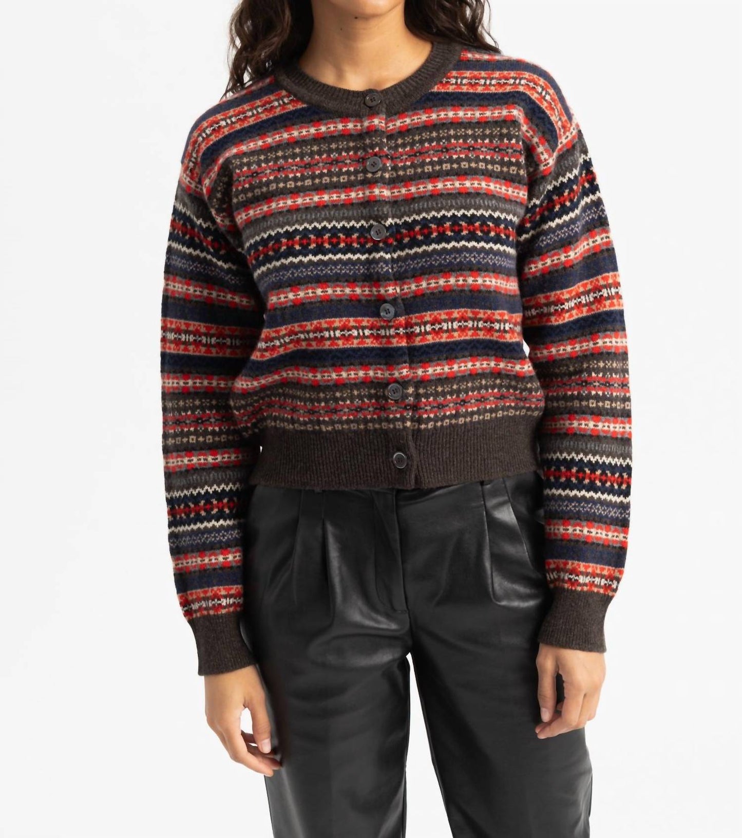 &Daughter - Ada Fairisle Crewneck Cardigan