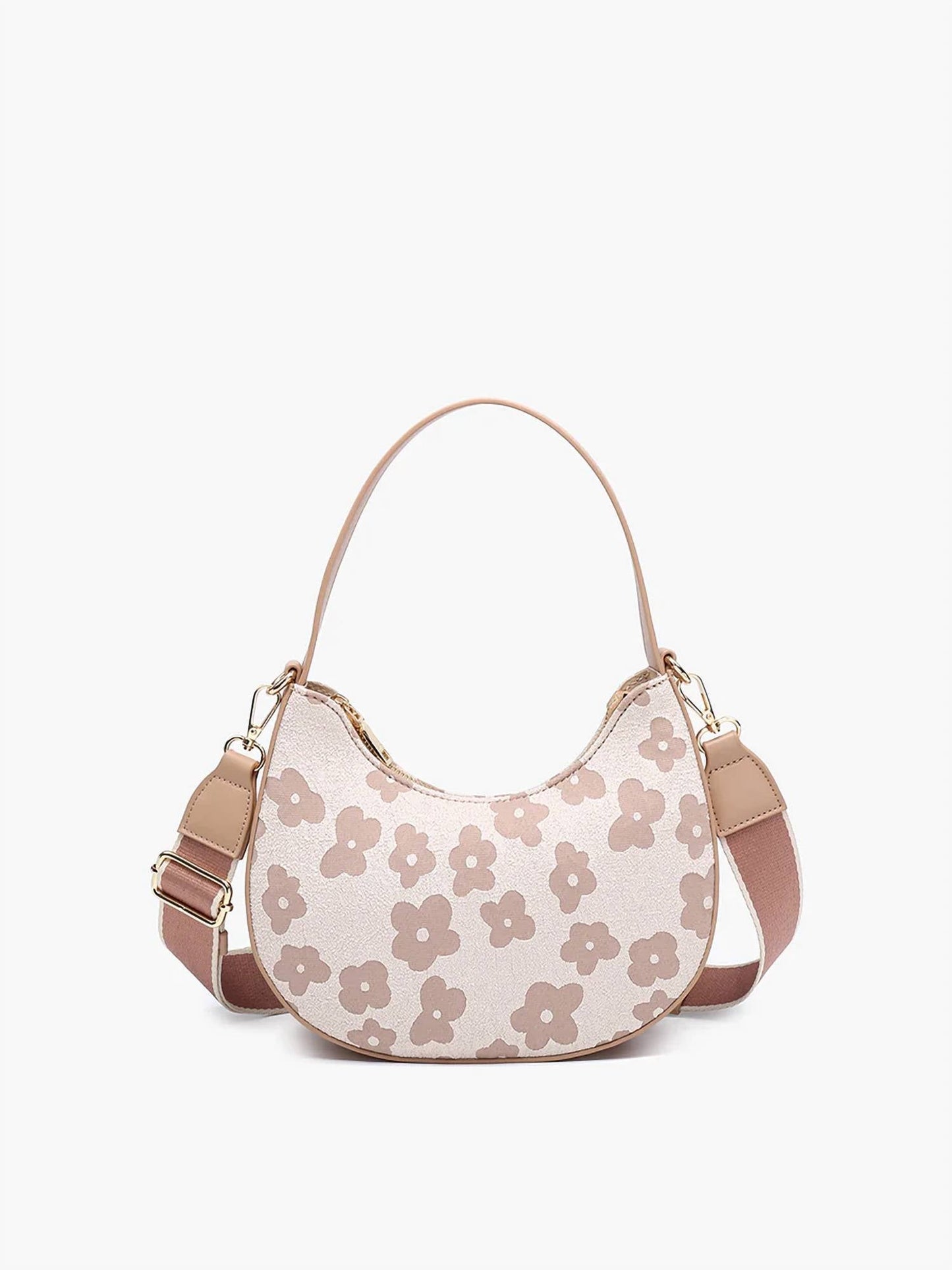 Jen & Co. - Women's Donnatella Floral Half Moon Crescent Satchel Bag