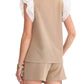 Entro - Contrast Ruffle Sleeves Top & Short Set