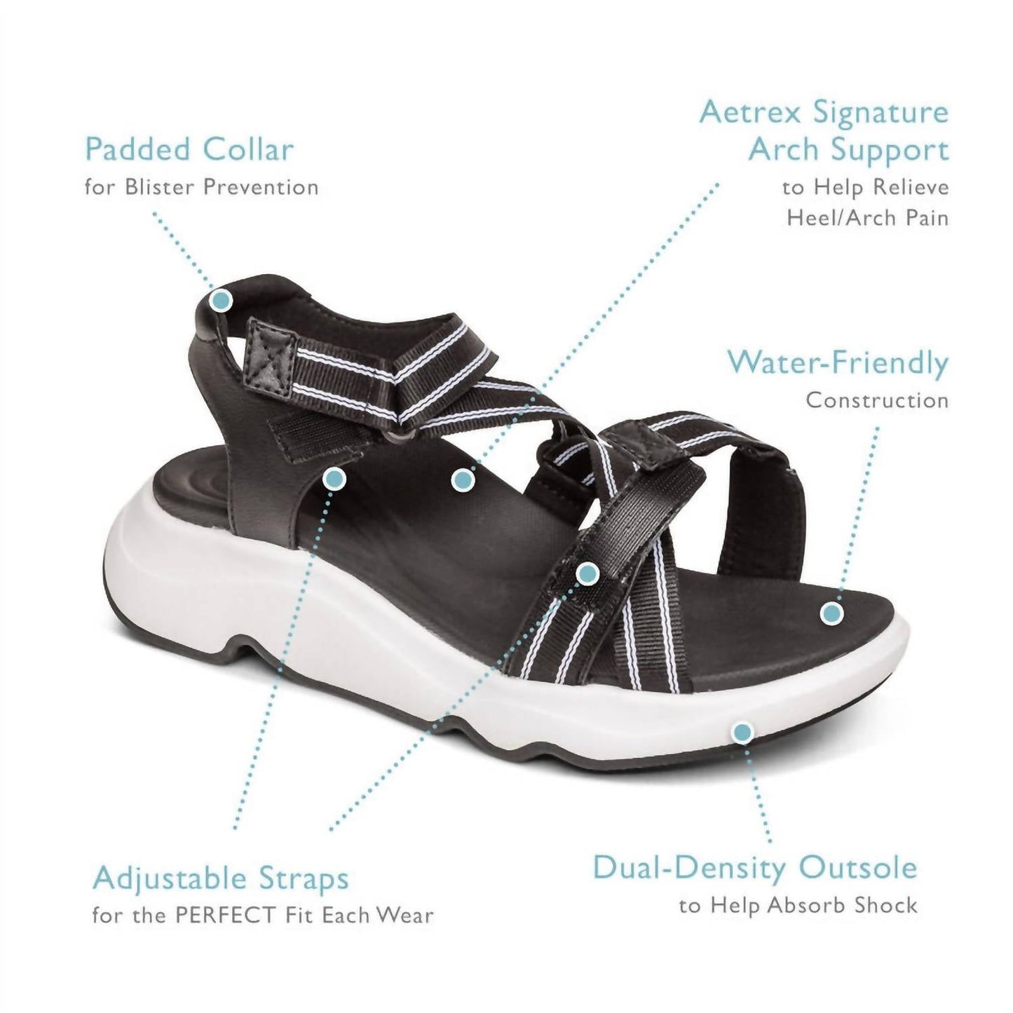 Aetrex - Women's Marz Adjustable Quarter Strap Sandal