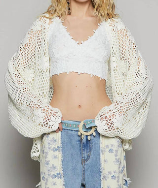 Pol - Cardigan de crochê com abertura frontal