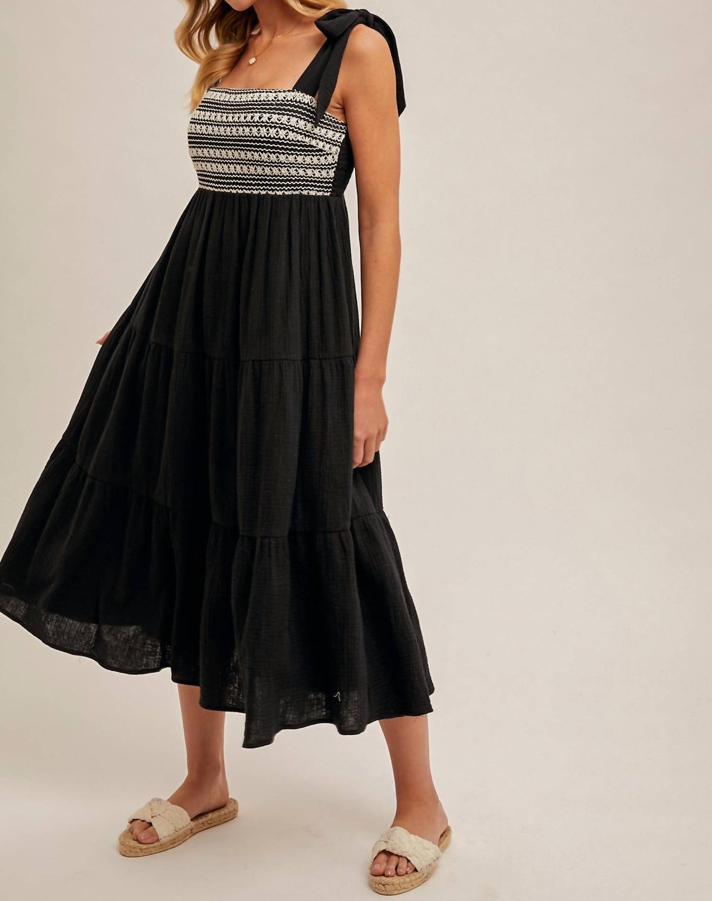 Hem & Thread - Crochet Front Shoulder Tie Dress