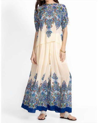 Johnny Was - CALÇA PLISSADA DE PERNA LARGA