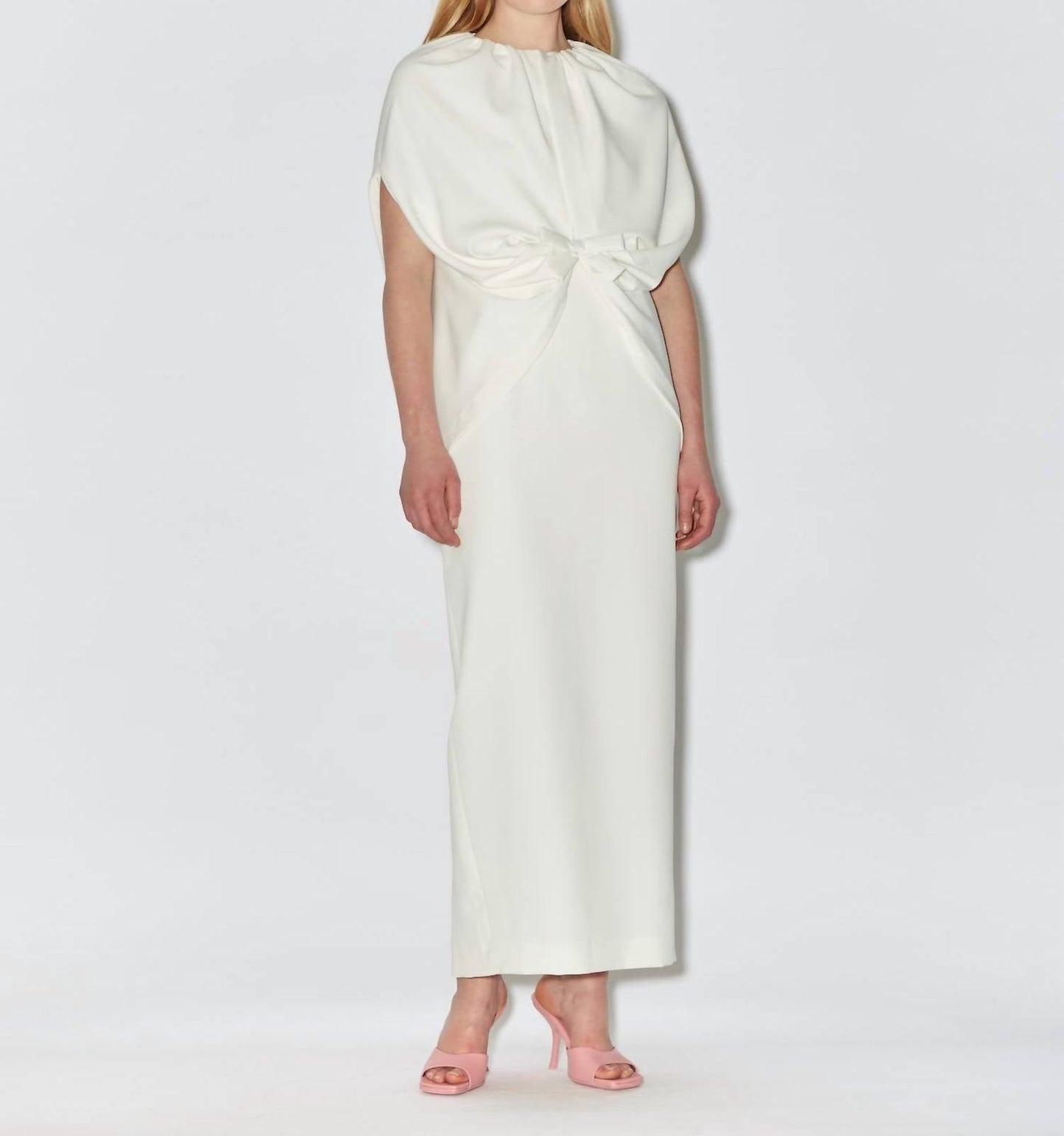 Bernadette - Ruched Waist Cape Dress