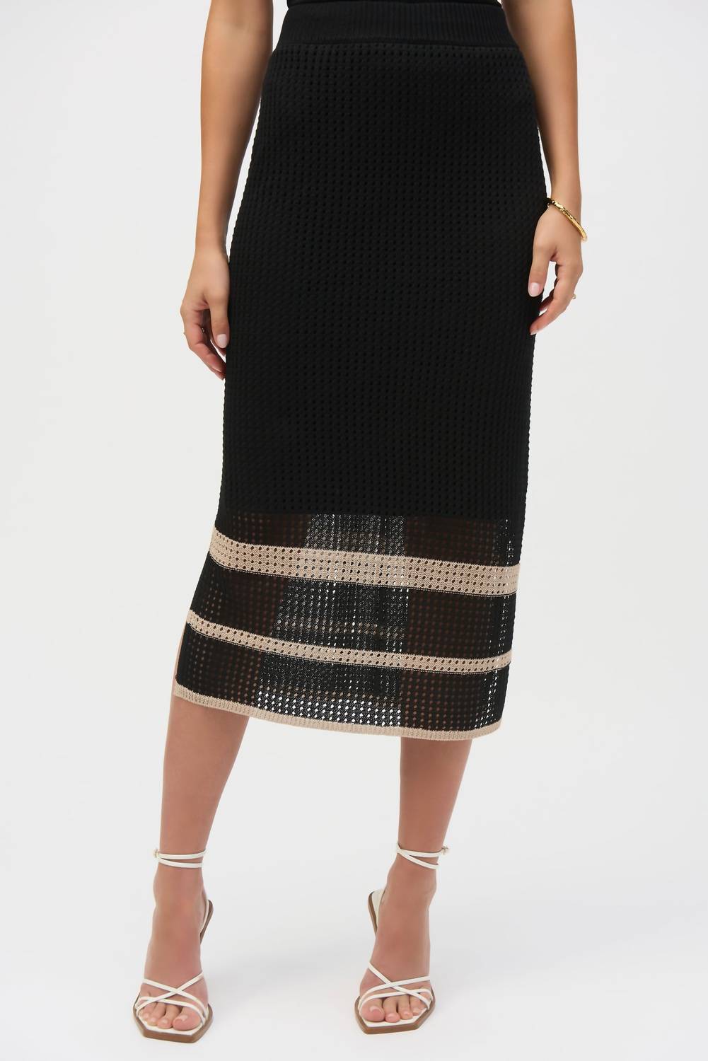 Joseph Ribkoff - Sweater Knit Open Stitch Stripe Skirt
