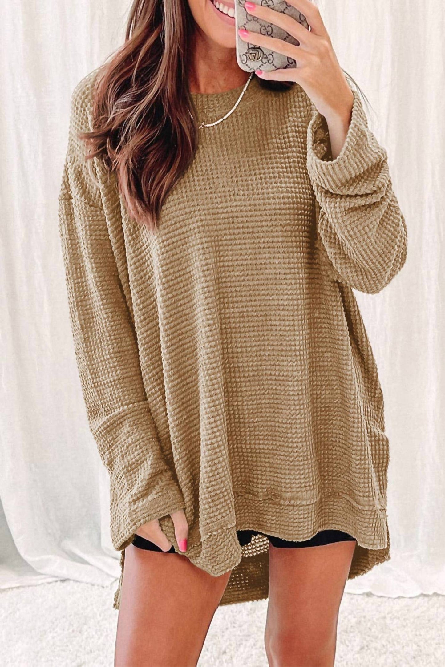 Lovesoft - Long Sleeve Waffle Knit Sweater