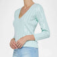 L'Agence - Trinity Sequin Stripe Cable V-neck Sweater
