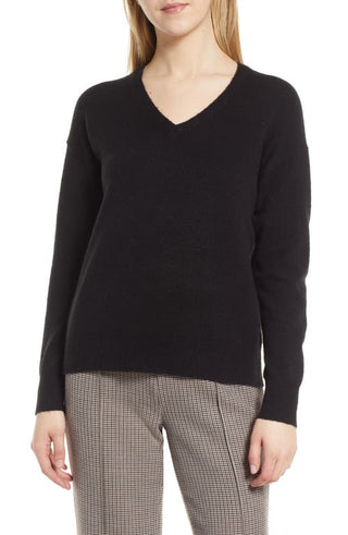 Nordstrom Black V-Neck Sweater - Medium