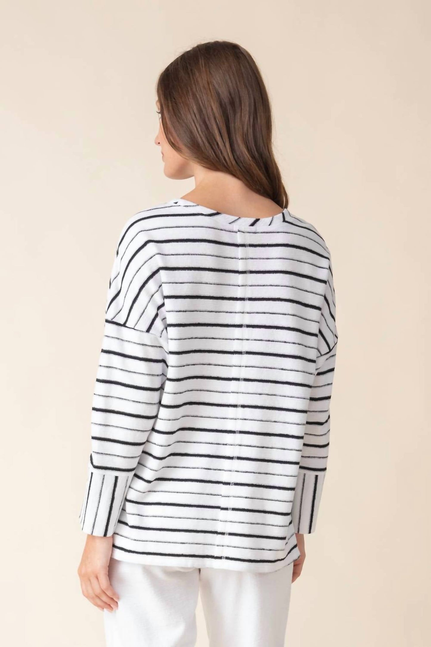 Habitat - Weekend Terry Striped Boxy Crew Neck Pullover Top