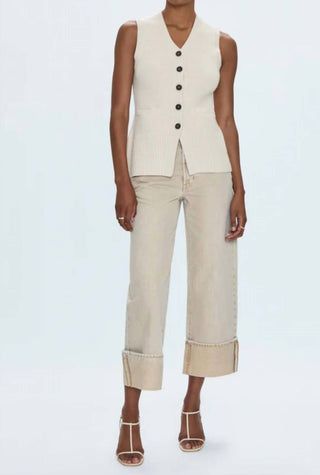 Pistola - Calça Jeans Ryder de Cintura Alta com Punhos e Perna Reta