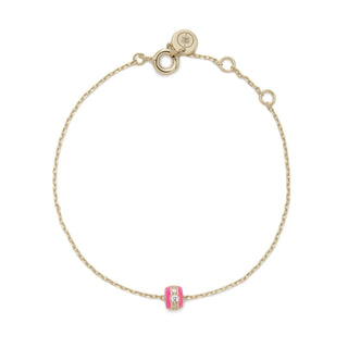Eklexic - Pulseira feminina de esmalte rosa e zircônia cúbica com rondelle