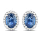 2.16 Carat Genuine Blue Sapphire and White Diamond 14K White Gold Earrings