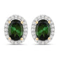 1.92 Carat Genuine Green Tourmaline and White Diamond 14K Yellow Gold Earrings
