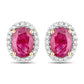 1.96 Carat Genuine Ruby and White Diamond 14K Yellow Gold Earrings