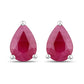 1.60 Carat Genuine Ruby 14K White Gold Earrings