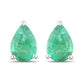 1.30 Carat Genuine Zambian Emerald 14K White Gold Earrings