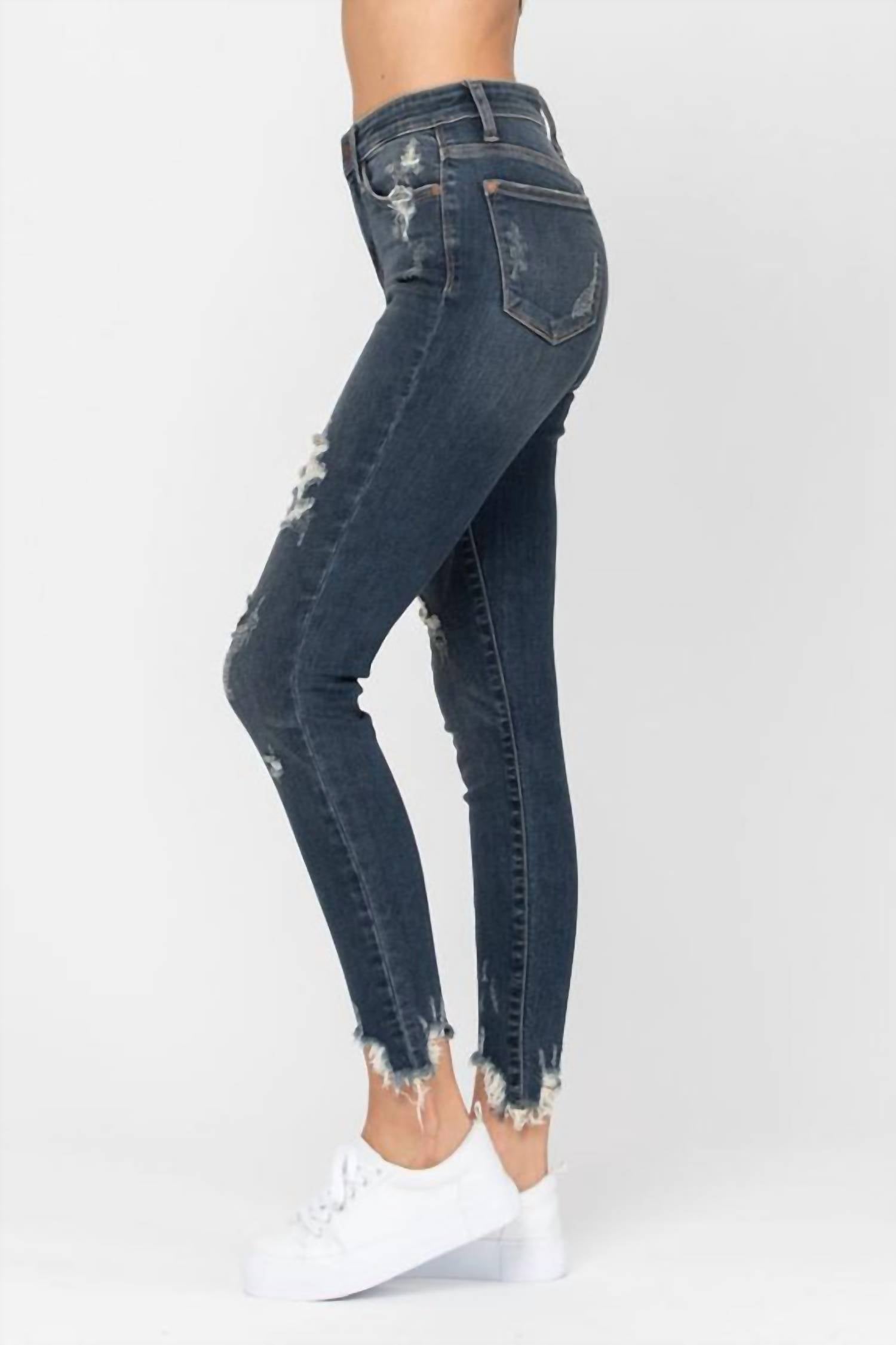 judy-blue-destroyed-hem-skinny-jeans