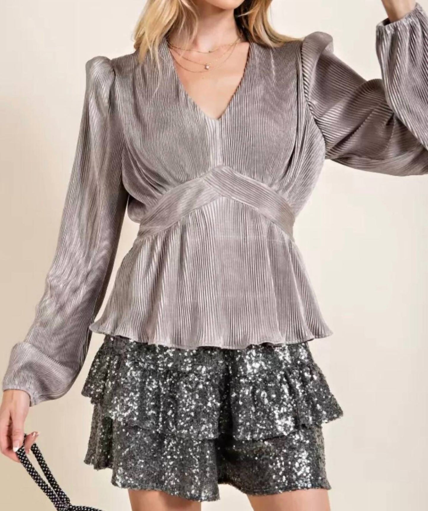 143 Story - Pleated Peplum Blouse