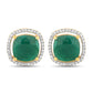 4.40 Carat Dyed Emerald and White Diamond .925 Sterling Silver Earrings