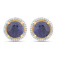 5.20 Carat Dyed Sapphire and White Diamond .925 Sterling Silver Earrings