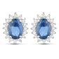 2.22 Carat Genuine Blue Sapphire and White Diamond 14K White Gold Earrings