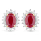 2.02 Carat Genuine Ruby and White Diamond 14K Yellow Gold Earrings