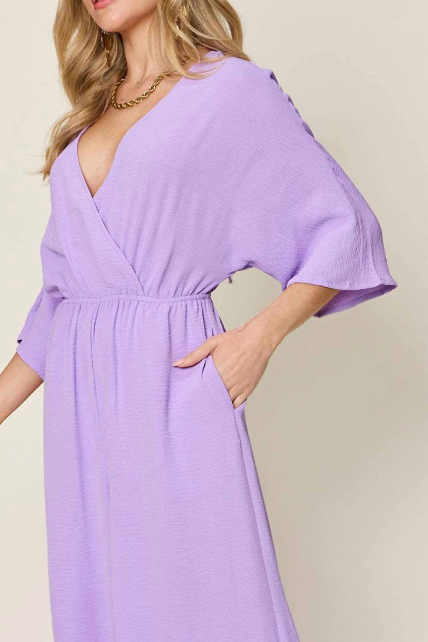 Double Take - Chic Surplice Wide Leg Jumpsuit
