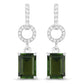 2.28 Carat Genuine Green Tourmaline and White Diamond 14K White Gold Earrings