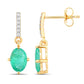 1.49 Carat Genuine Zambian Emerald and White Diamond 10K Yellow Gold Earrings