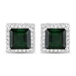 1.55 Carat Genuine Green Tourmaline and White Diamond 14K White Gold Earrings