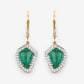 6.40 Carat Genuine Colombian Emerald and White Diamond 14K Yellow Gold Earrings