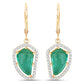 7.56 Carat Genuine Colombian Emerald and White Diamond 14K Yellow Gold Earrings