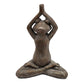 11.5x6.5x15 Brown Magnesium Yoga Frog Figurine in Namaste Pose with Gold Accents