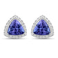 3.82 Carat Genuine Tanzanite and White Diamond 14K White Gold Earrings
