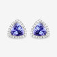 3.82 Carat Genuine Tanzanite and White Diamond 14K White Gold Earrings