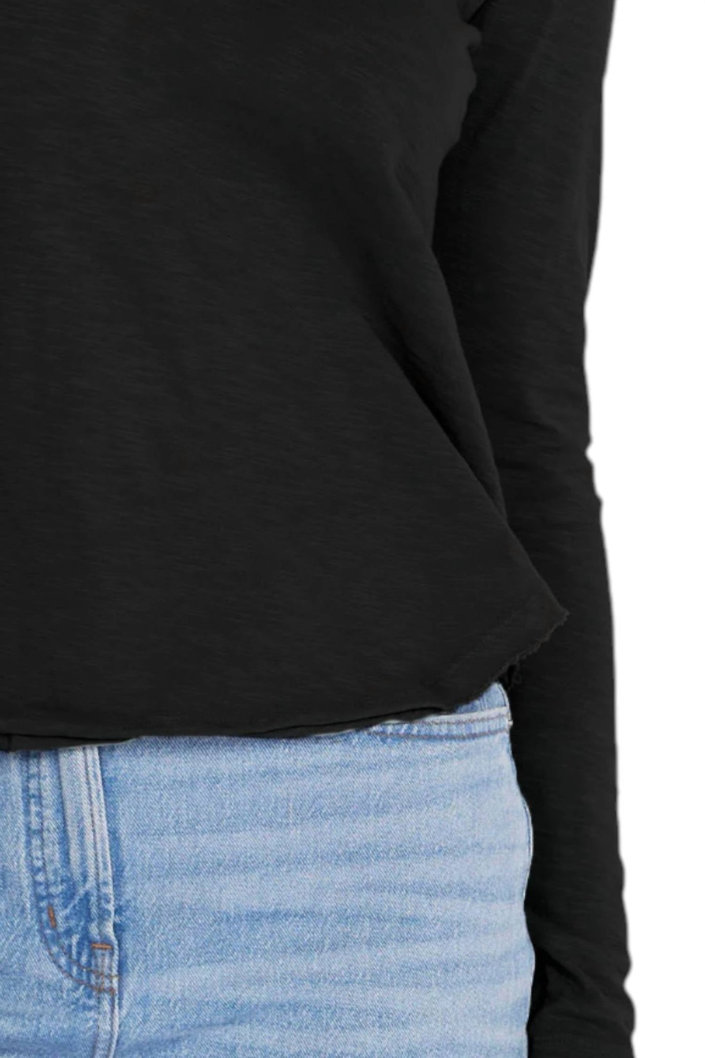 Bobi - Split V-neck Tee With Raw Cut Binding