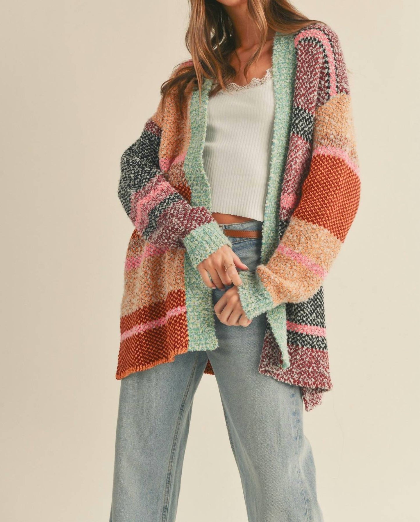 &Merci - Oversized Color Block Cardigan