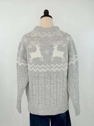 Apricot - Reindeer Mix Cable Sweater