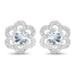 0.61 Carat Genuine Aquamarine and White Diamond 14K White Gold Earrings