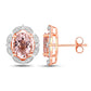 3.52 Carat Genuine Morganite and White Diamond 14K Rose Gold Earrings