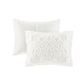Full/Queen Tufted Cotton Chenille Damask Duvet Cover Set