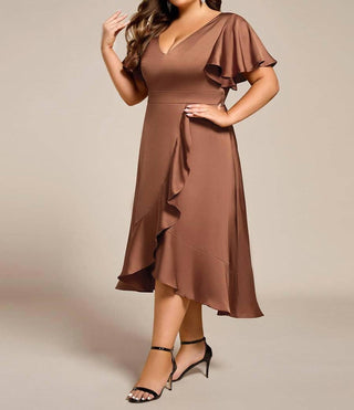 Ever-Pretty - Elegant Satin Midi Dress