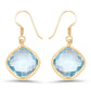 14K Yellow Gold Plated 29.00 Carat Genuine Blue Topaz .925 Sterling Silver Earrings