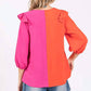 Trendsi - GeeGee Full Size Ruffle Trim Contrast Blouse