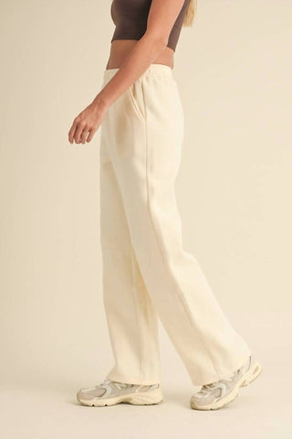 Kimberly C - Calça de moletom de lã aconchegante com pernas largas