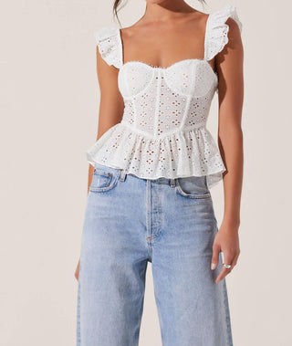 Astr - Baylin Eyelet Peplum Corset Top