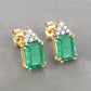 2.87 Carat Genuine Ethiopian Emerald and White Diamond 14K Yellow Gold Earrings