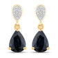 2.76 Carat Genuine Blue Sapphire and White Diamond 10K Yellow Gold Earrings
