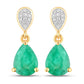 2.28 Carat Genuine Zambian Emerald and White Diamond 14K Yellow Gold Earrings